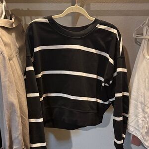 Lululemon Athletica Black and White Striped Sweatshirt